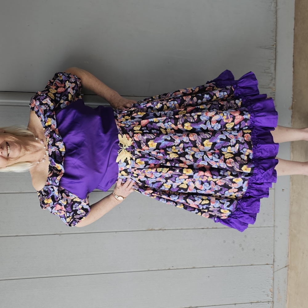 Purple Butterfly Square Dance Set